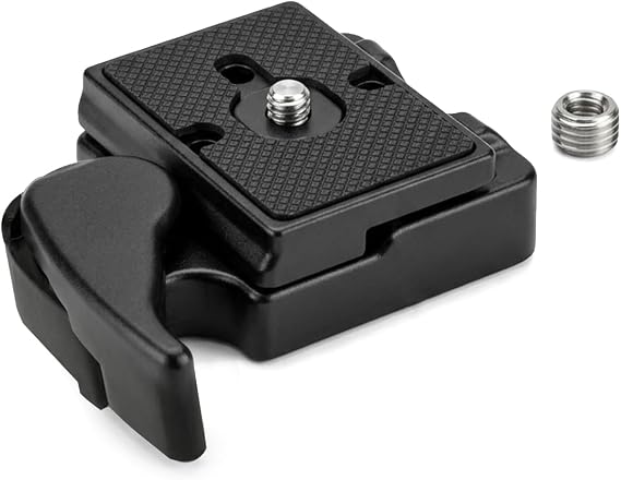 Tripod Quick Release Plate: Rapid Connect Adapter with 1/4” & 3/8” Screws, Compatible with Manfrotto 200PL-14 RC2 Tripod Heads