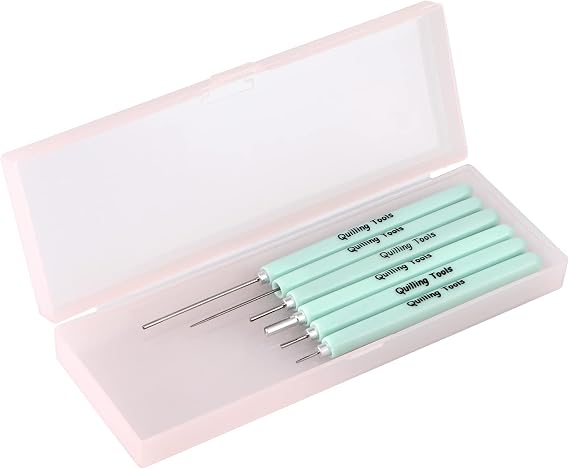 MDLUU Paper Quilling Tools with Storage Case, 5 Pieces Quilling Slotted Tools, 1 Piece Quilling Needle Pen for Paper Quilling Crafting, DIY Card Making Project