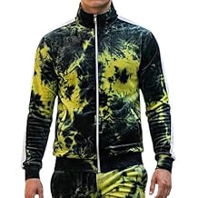 SCREENSHOT Mens Slim Fit Spandex Plush Velour Track Jacket - NYC Athletic Fashion Side Taped Top
