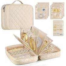 Travel Jewelry Organizer Case,Small Jewelry Bags Jewelry Storage Book Binder with Clear Zipper Velvet Pouch for Traveling, Earrings, Rings, Necklace, Bracelet