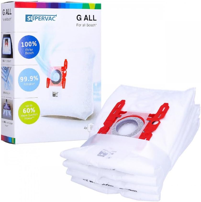 SUPERVAC GAll Series Vacuum Cleaner Dust Bag 4 Pack Compatible with Bosch Siemens Profilo