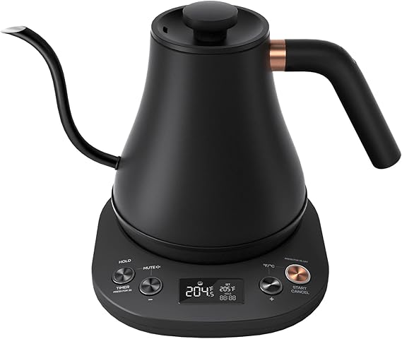 Mecity - Electric Gooseneck Kettle Pour Over Kettle Fast Heating ±1℉ for Coffee, Tea and Formula, Auto Shut-Off, 1200W, 0.8L, Matte Black, Barista Edition
