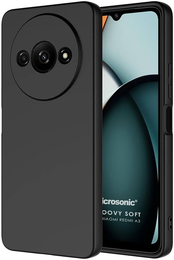 Microsonic Xiaomi Redmi A3 için Kılıf Groovy Soft Siyah [Redmi A3 ile Uyumlu Kılıf - Siyah]