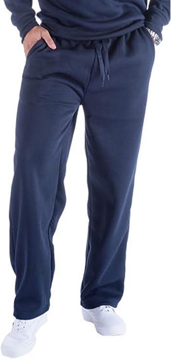 Mens Fleece Sweatpants Lightweight Loose Fit Open Bottom Running Jogger Pants