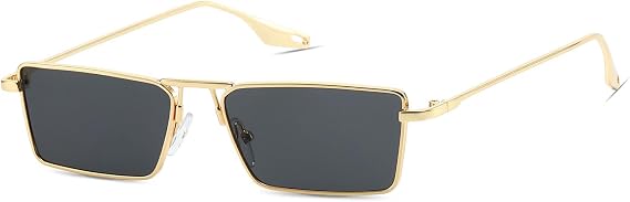 Freckles Mark Gold Retro Rectangle Sunglasses for Women Men