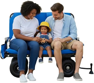 Lounge Wagon Patented 3-in-1 Wagon with Seats & Shade for Sports Families Converts from Utility Wagon to 2-Person Chair Beach, Soccer, Baseball & Camping Includes 6 Round Umbrella