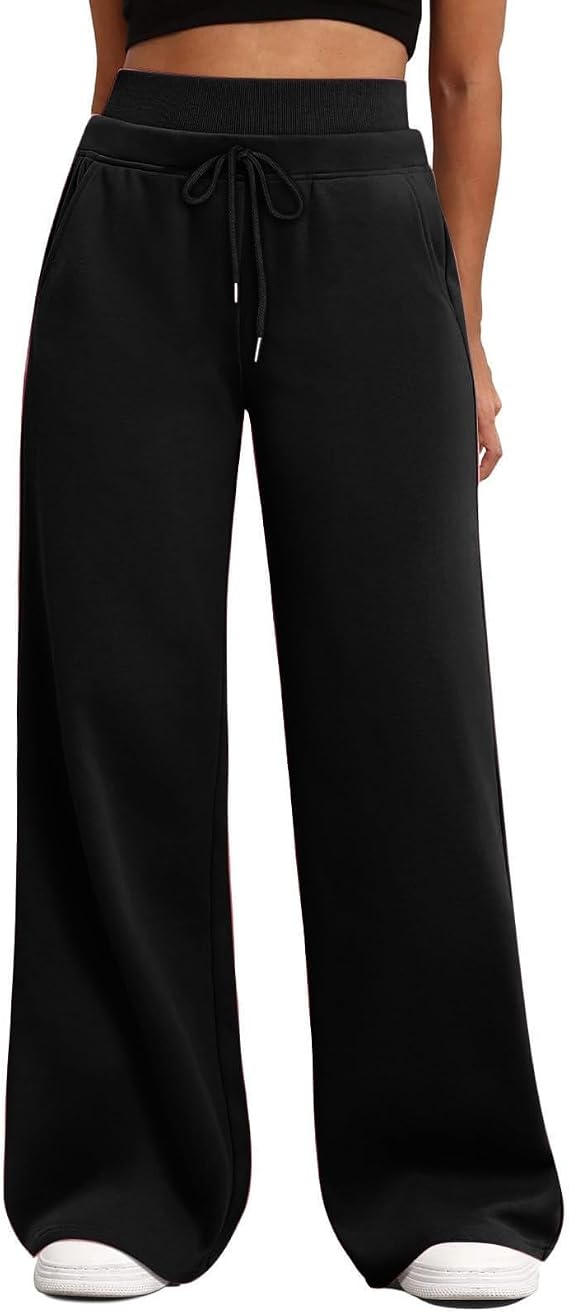 Wide Leg Sweatpants for Women High Waisted Baggy Sweat Track Pants Drawstring Casual Lounge Pants with Pockets