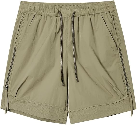 Solid Color Casual Five Pants Men's Elastic Waist Loose Fit(Large)