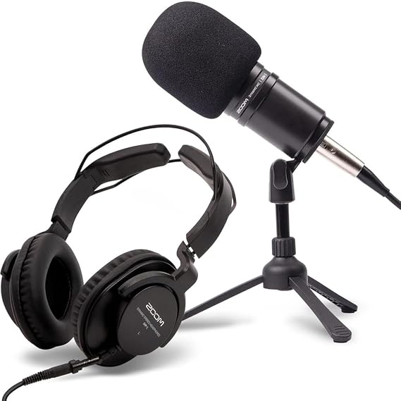Zoom XLR Dynamic Microphone Set ZDM-1PMP | Pack for podcast5pcs set includes microphone, airtight headphones, desktop stand, windshield, XLR cable