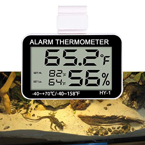 Mini Hygrometer Reptile Thermometer Digital LCD Monitor Reptile Thermostat Humidity Meter Gauge Reptile Supplies Humidifier for Terrarium Greenhouse Basement Babyroom - FC - Sound Alarm