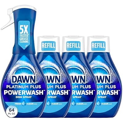 Dawn Powerwash Spray, Dish Soap, Dishwashing Liquid, Fresh, 1 Starter Kit  3 Refills, 4x16 Fl Oz