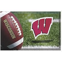 FANMATS 19236 Wisconsin Badgers Rubber Scraper Door Mat
