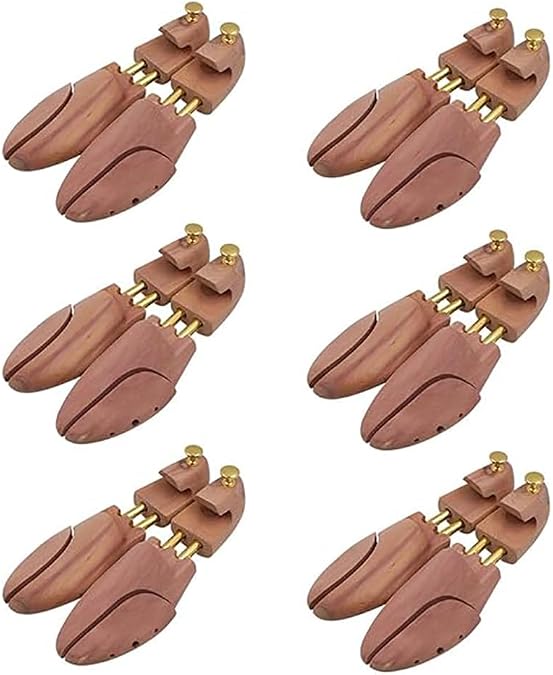 Cedar Shoe Trees for Unisex, Adjustable Smooth Wooden Shoe Racks, Portable Design for Sneakers or Boots, Fits Size 35-46, 6 Pairs