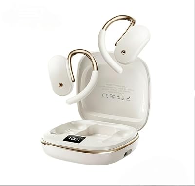 Open Ear Bluetooth Headphones 5.4 Ear Clip Wireless Earbuds LED Display Charging Case Sports Ear Buds for RunningWorkout, 2025 New OWS Air Conduction Earphones