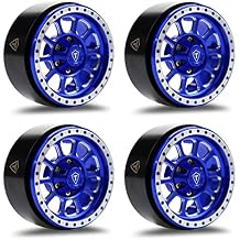 Treal 1.9 Beadlock Wheels Heavy Duty CNC Aluminum Crawler RC Wheel 4pcs-Set for 1:10 TRX-4 Axial SCX10 II SCX10 III(Blue) 116g/pc -Type C