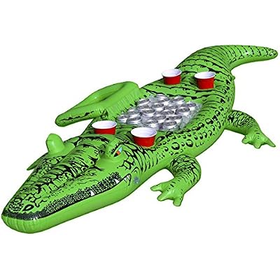 GoFloats GoPong Giant Party Gator Floating Alligator with Cooler and Cup Holders, Over 6 ft Long
