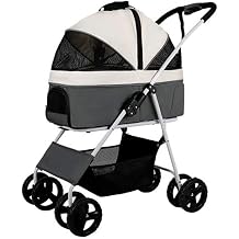 Premium Pet Stroller for Medium Small Dogs Dog Strollers Foldable 4 Wheel Cat Strollers Carrier Breathable (Grey a)