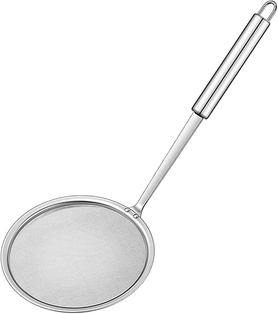 4" Fat Skimmer Spoon, Spider Skimmer Stainless Steel, Skimmer Slotted Spoon, Fine Mesh Strainer, Strainer Spoon for Frying, Separation Of The Floating Foam, Grease, Kitchen Utensil