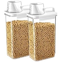 2Pcs Rice Dispenser Storage Containers, 2.3L Small Rice Bucket with Measuring Cup & Pour Spout, Kitchen Plastic Airtight Container for Cereal, Grain, Flour, Sugar, Oatmeal, Dry Pet Dog Food
