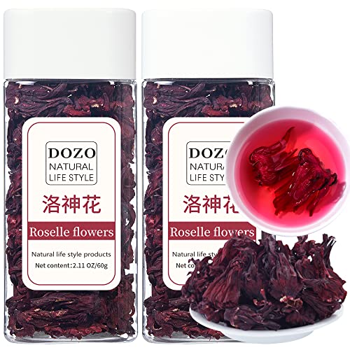 DOZO Dried Hibiscus Flowers Pure Hibiscus Tea 4.23oz120g 100% Natural Roselle Flor de Jamaica Whole Flowers and Petals No Sugar No Caffeine Hot&Cold