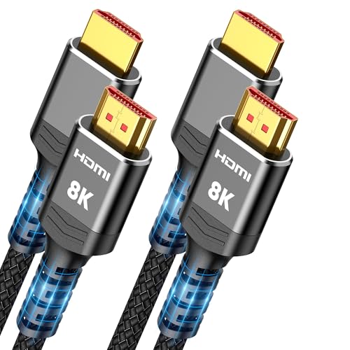 Highwings Short HDMI Cables 1.5FT0.5M 2-Pack, HDMI 2.1 10K 8K@60Hz 4K@120Hz 48Gbps HDMI Cord, Ultra High Speed Sound & Picture Quality Performance Cable, Braided, DTS-HD, eARC, Ease of Installation
