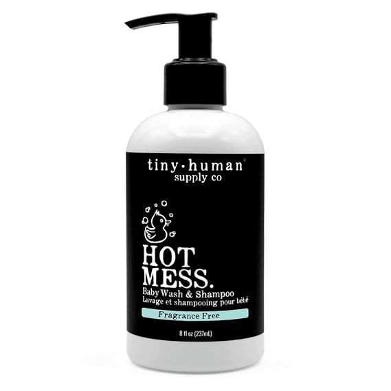 Tiny Human Supply Co Hot Mess Baby Wash & Shampoo, Fragrance Free, 8oz (1-pack) pH Balanced, Natural Ingredients, No Added Sulfates, Dyes, Parabens, or Phthalates