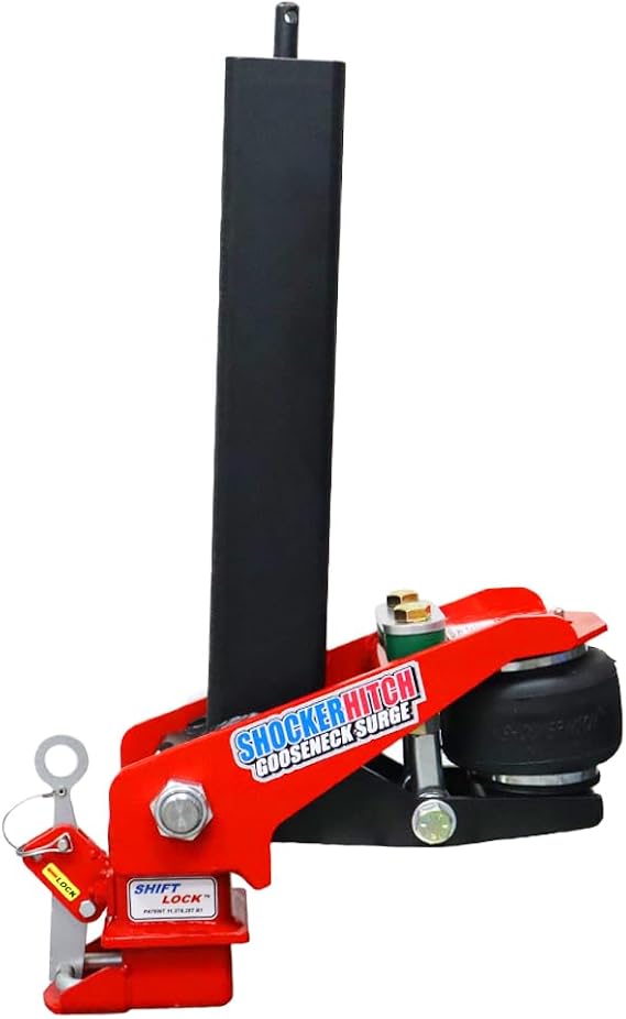 Shocker 30K Gooseneck Surge Air Hitch & Shift Lock Coupler for 2-5/16" Ball, Square with Top Crank