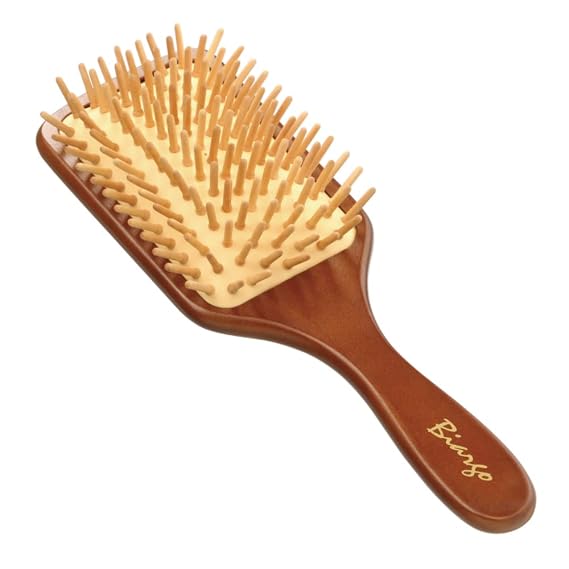 Wooden Hair Brush [ Made in Japan ] Natural Plant Oil Blended Natural Bristles Wooden Paddle Brush ( Bamboo Hair Brush )