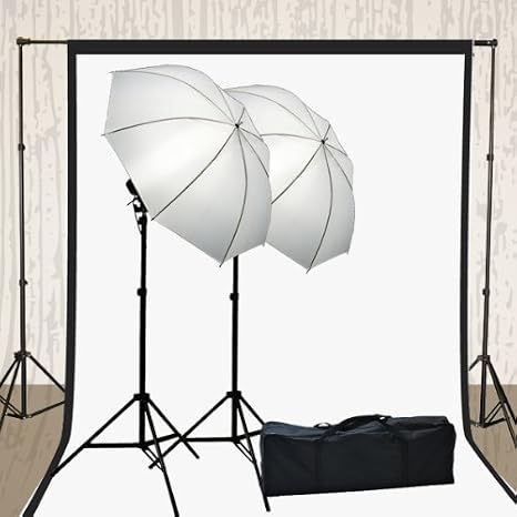 ePhoto Photography Video Muslin Backdrop Background Support Stand 2 Lights Umbrella 2 Muslins Lighting Kit by ePhotoInc H4051
