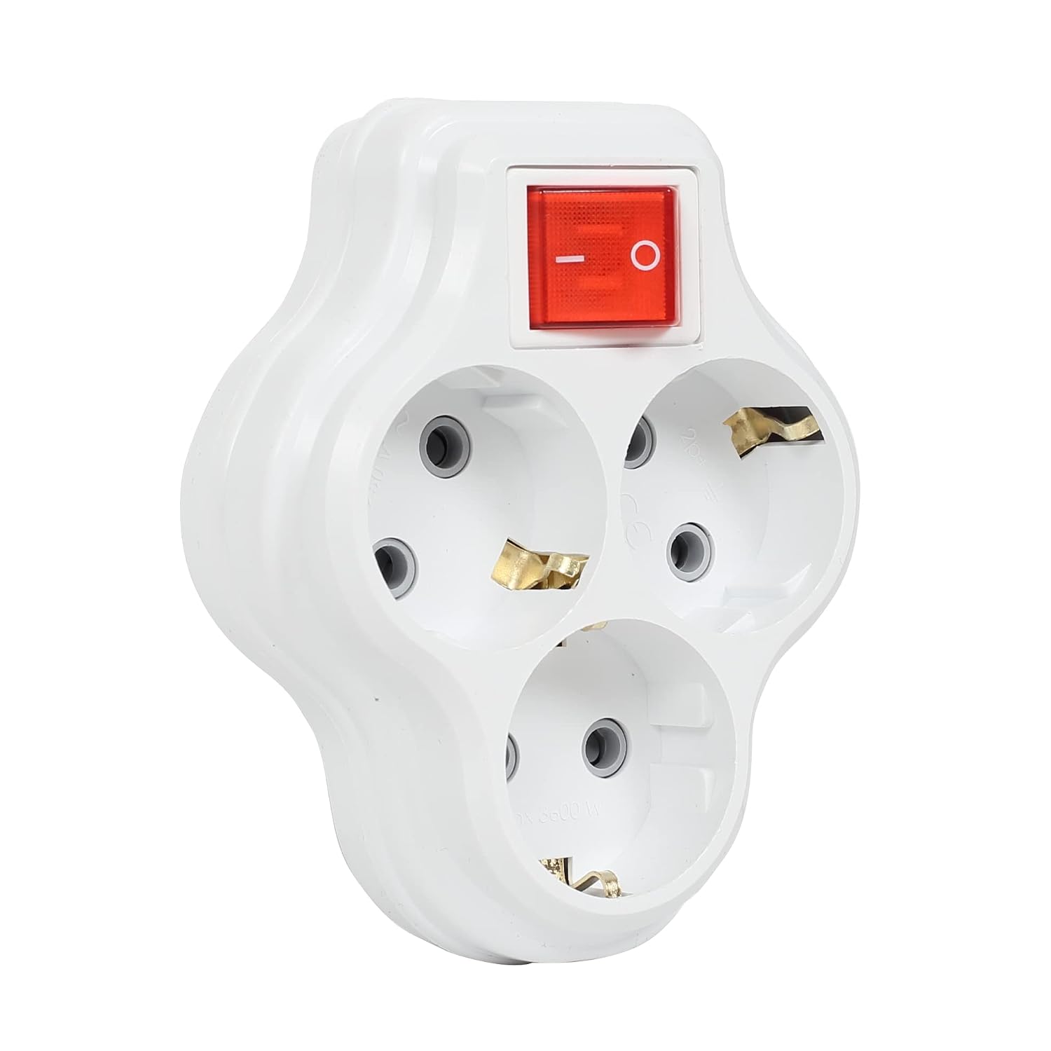 TIMSAL 3-Key Goliath, Triple Ground Socket Wall Mounted Multiplexer Plug, 16A 250 Volt, Max 3600 Watt White