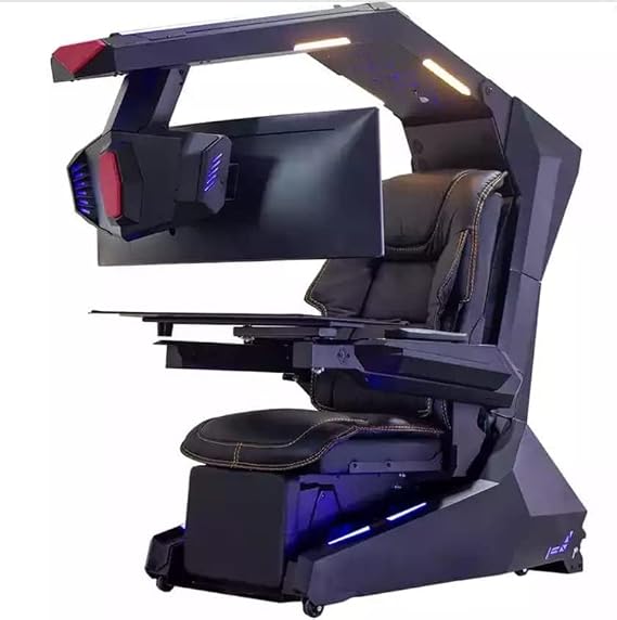 Professional Workstation Cockpit Leather Massage Chair High Back Gaming Cockpit with Speakers