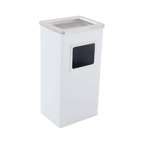 Stainless Steel Trash Can, Square Trash Bin, Outdoor Commercial Garbage Can, Waste Chute with Removable Inner Bucket for Banquet Halls,24 inches (White)