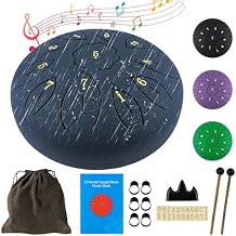 Rain Drum for Outside, 6 Inches 11 Notes Steel Tongue Drum for Adults Kids, Handpan Drum Sound Healing Instruments with Drumsticks, Music Book and Travel Bag Yoga Chakra Gifts, White