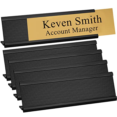 2 x 8 Aluminum Desk Name Plate Holder, Office Business Desk Sign Holder for Meeting Room Desk or Other Business Event -5 Pack Black