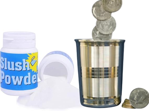 MilesMagic Slush Powder & Misers Dream Glass Combo | Liquid Transform & Coin Production Illusion Set | Visual Magic for CloseUp & Street Acts