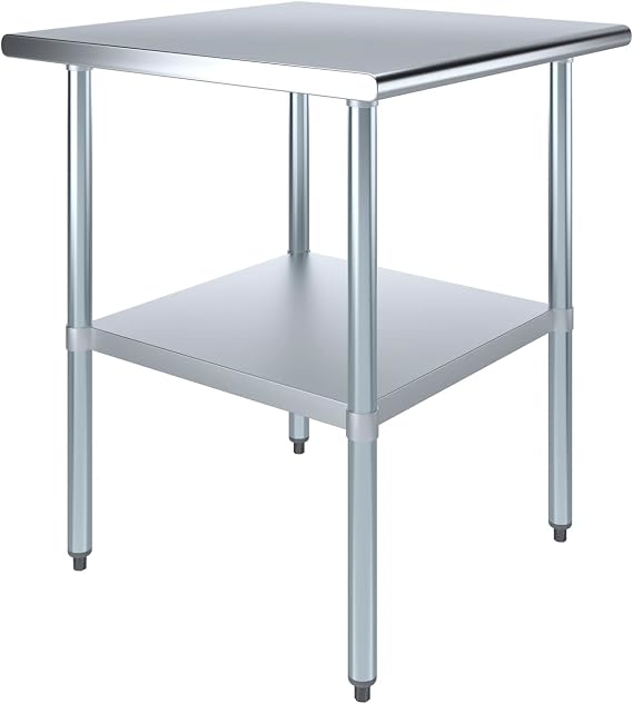 30" X 30" Stainless Steel Work Table with Undershelf | Kitchen Island Food Prep | Laundry Utility Bench | Garage Work Station | NSF Certified