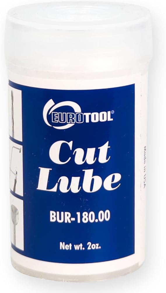 EUROTOOL Cut Lube, 2 Ounces | For Sawing, Drilling, Drawing Wire, Adheres to Tool Surface, Push-Up Plastic Sleeve, Extends Tool Life