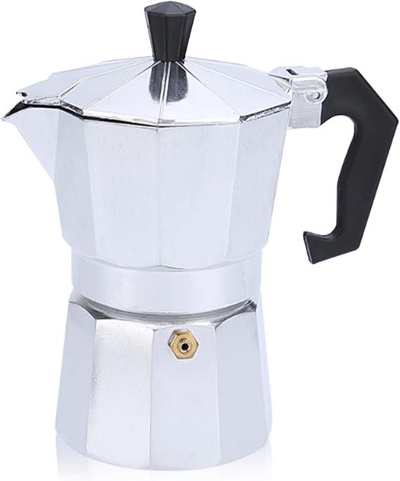 Stovetop Coffee Maker 150ml/3 Cups, Aluminium Moka Pot Italian Espresso Maker with Heat-Resistant Handle, Silver