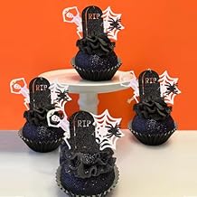 24Pcs Halloween Cake Topper Skeleton, tombstone, spider for Halloween Party Decorations Horror Themed Party Decoration