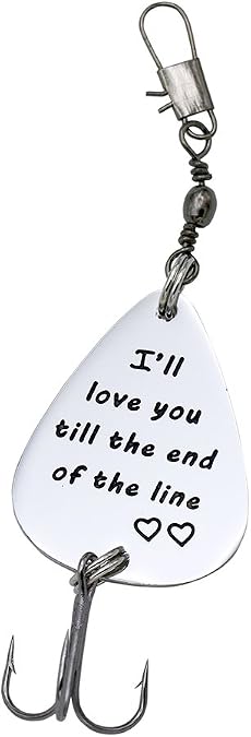 Melix Home Gift for Boyfriend Husband I'll Love You Till The End of The Line Fishing Lures Christmas Valentines's Day Hook, Line and Sinker Fisherman Gift for Husband