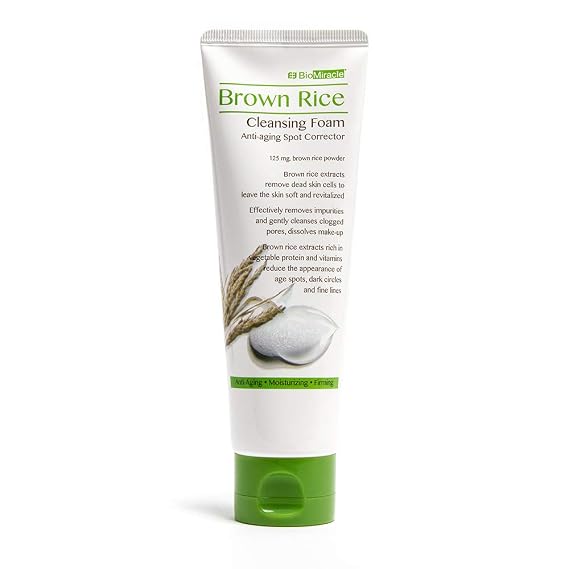 BioMiracle Brown Rice Cleansing Foam, Gentle Face Cleanser, Spot Corrector, Moisturizing Cleanser with Brown Rice Extracts, for Soft, Revitalized Skin (125ml)