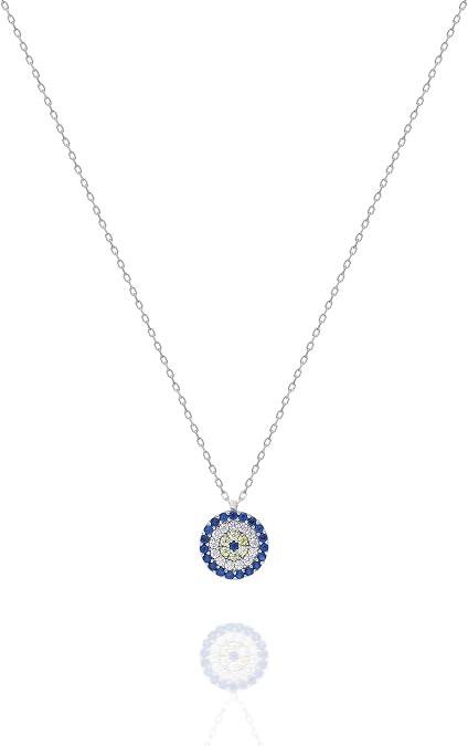 NEREZE 925 Carat Tiny Evil Eye Necklace Women's Silver Necklace