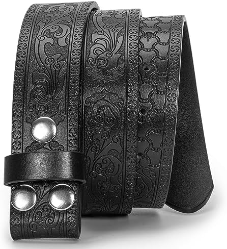 UTOWO Men Women Retro Belt Strap without Buckle 1.5" Wide Classic Western Embossed PU-Leather Belt for Jeans
