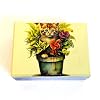 Hülya 6683 2378 El Yapımı Nostaljik Retro Kedi Baskılı Kare Ahşap Dekoratif Saklama/Takı Kutusu - Mavi