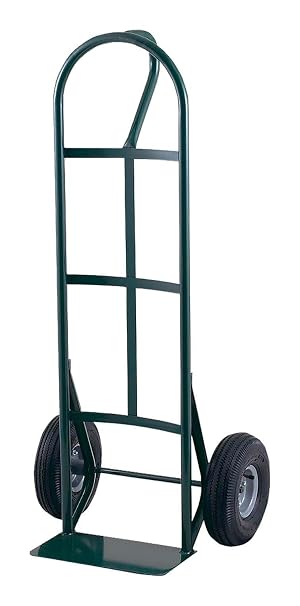 Envision Heavy Duty Steel Hand Truck, Commercial, D-Handle, 600 Lb. Capacity, 10" Pneumatic Wheels, Green, Made in The USA