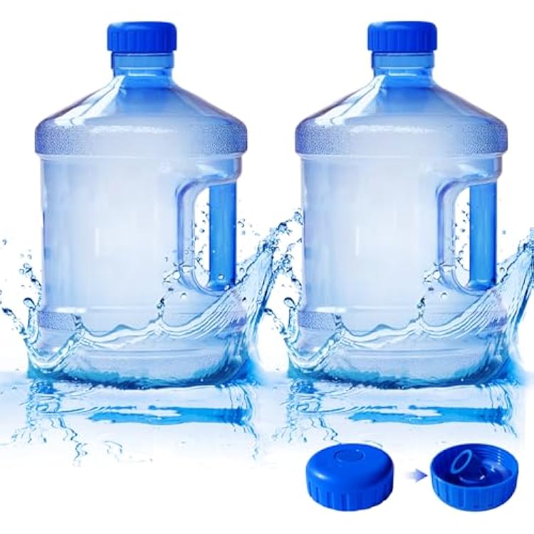2 Pieces Round Plastic Water Jug,1 Gallon Water Bottle with Handle and Screw Cap,Large Reusable Leak Proof Bottle for Camping,Outdoor Travel,Gym