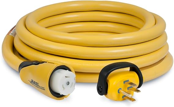 Marinco ParkPower 50 Amp 125/250V (4-Wire) RV EEL Cordset, Yellow, 25'