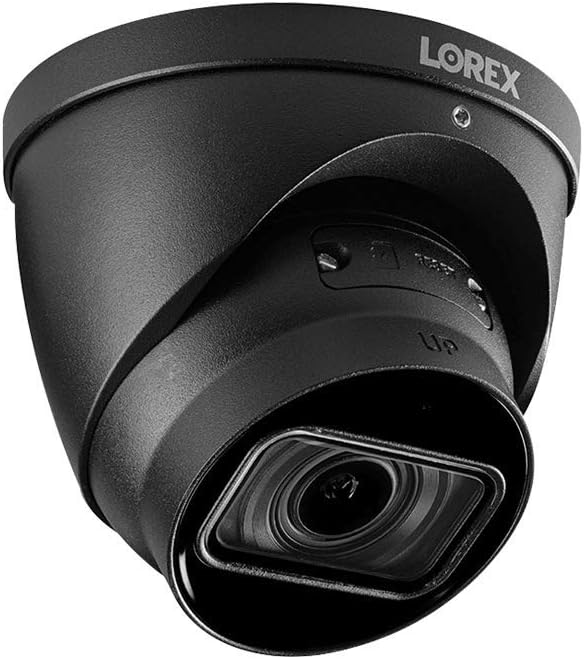 Lorex 4K 8MP 電動可変焦点スマートIPドームセキュリティカメラ リスンインオーディオとリアルタイム30FPS録音 - ブラック
