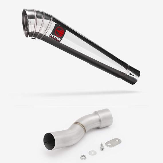 Lextek Stainless Steel Polished MP4 300mm Exhaust with Link Pipe compatible with Ducati Monster 821/1200 (14-21)