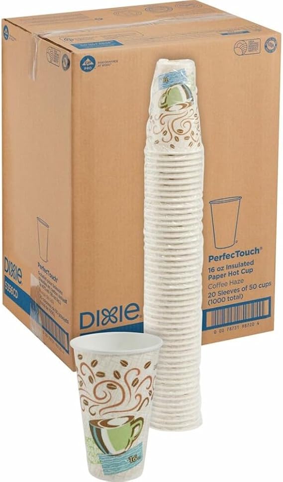 Dixie PerfecTouch Cups, 16oz, 50 Count, Coffee Dreams